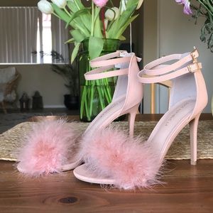 Pink fluffy feather high heels Size 8.5 - 9